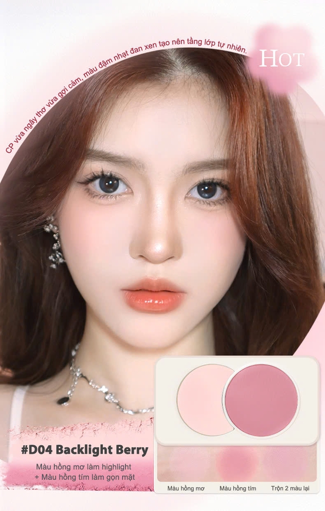 Bảng Má Hồng JudyDoll Dual Color Combination Blush 6g - D04 Blacklight Berry