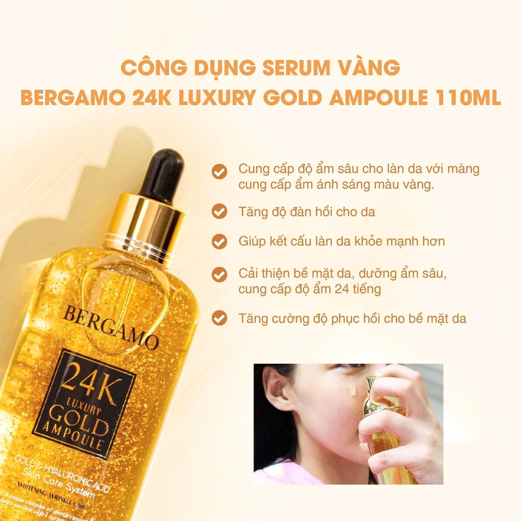 Tinh Chất Vàng Bergamo 24K Luxury Gold Ampoule 110ml