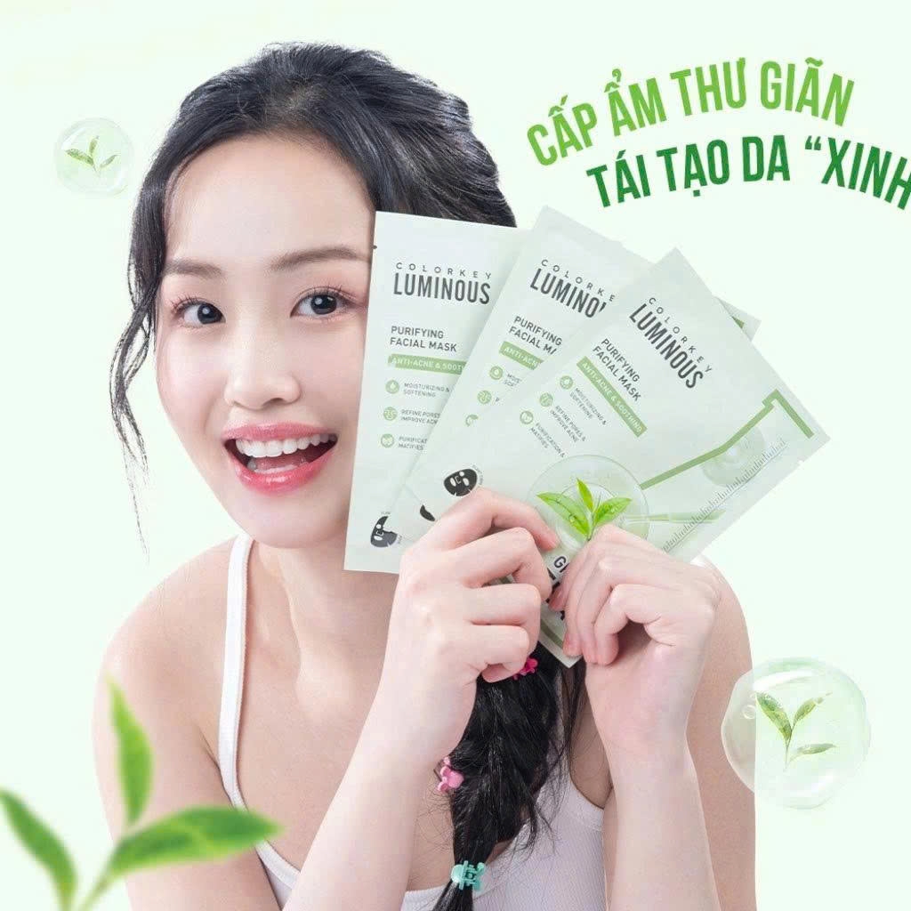 Mặt Nạ Trà Xanh Dịu Da Colorkey Luminous Green Tea 25ml