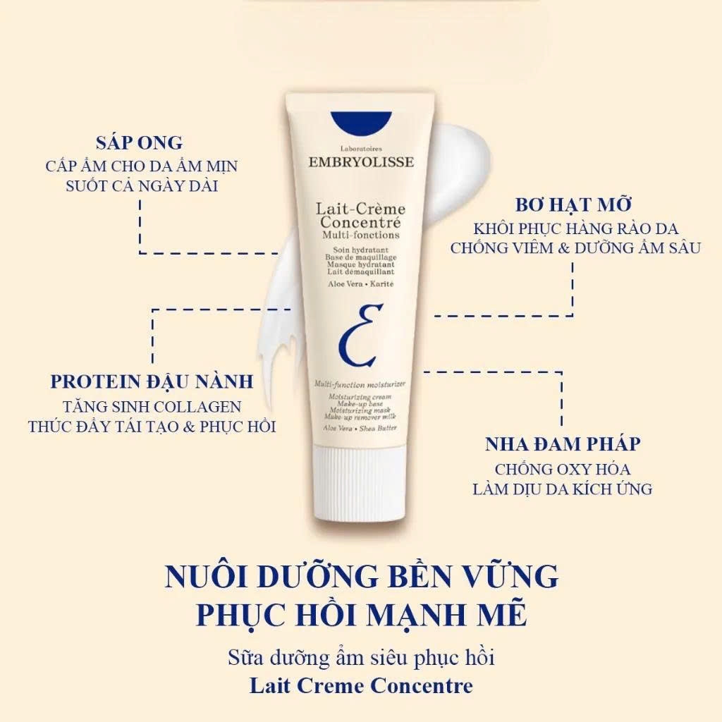 Kem Siêu Dưỡng Ẩm Hỗ Trợ Phục Hồi Da Embryolisse Lait Creme Concentre 30ml