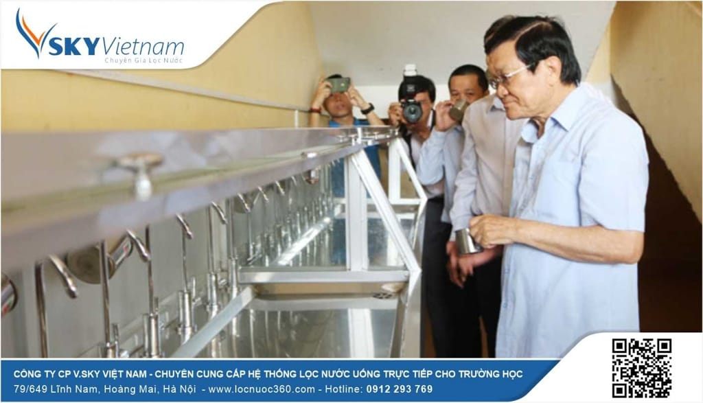 Hệ thống lọc nước uống tại vòi được lắp đặt tại các trường học