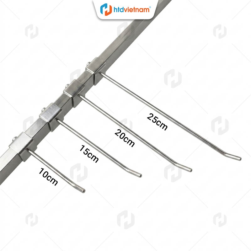 Tổng hợp các chiều dài 10cm 15cm 20cm 25cm của móc treo cài thanh inox D1