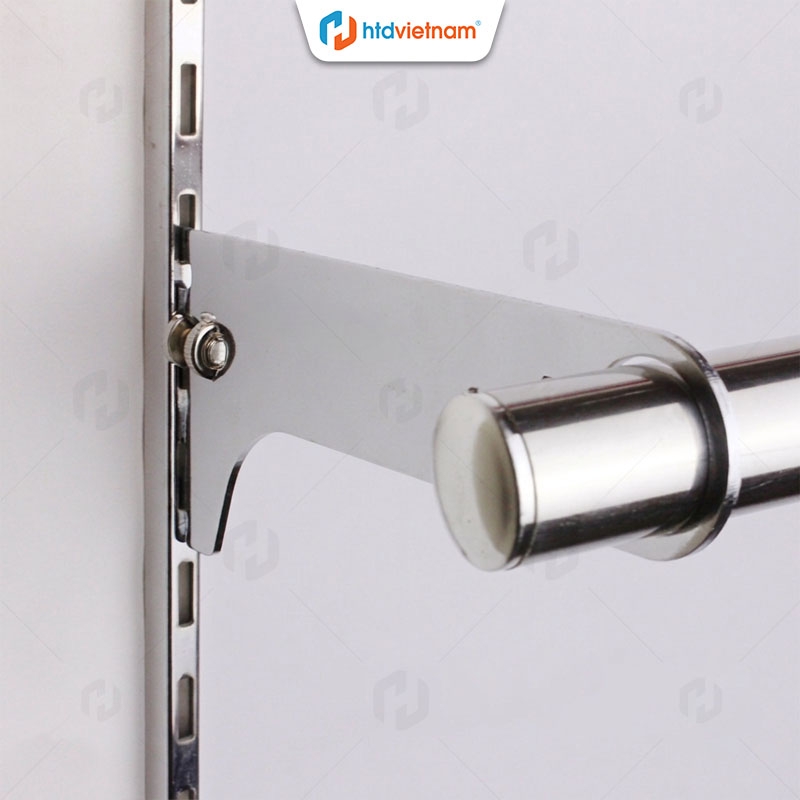 Tay đỡ ống inox tròn phi 25mm cài thanh ray gắn tường treo quần áo