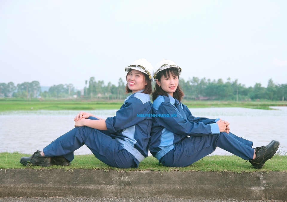 Quần áo bảo hộ vải Pangrim Hàn Quốc màu xanh pha xanh
