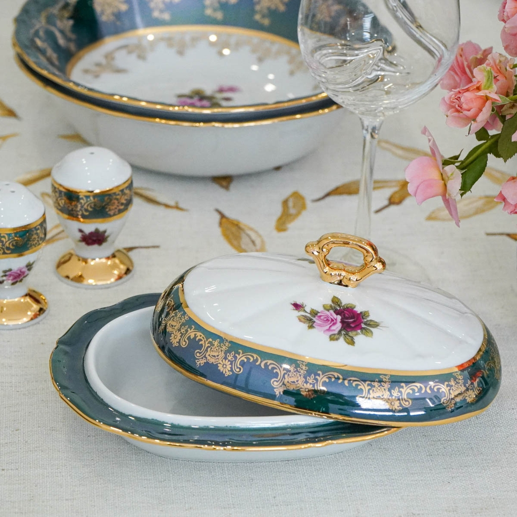 Bộ đồ ăn xanh hoa hồng ZL CE