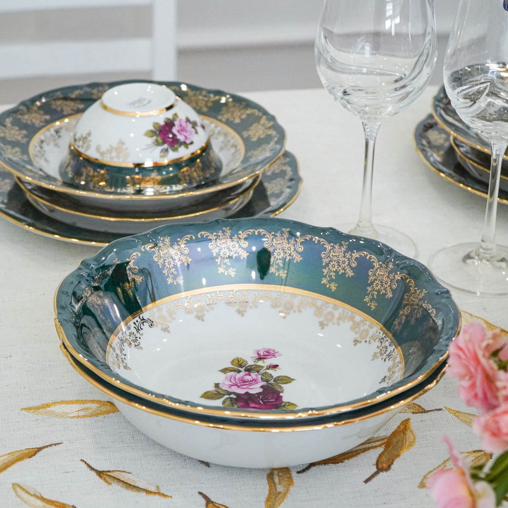 Bộ đồ ăn xanh hoa hồng ZL CE