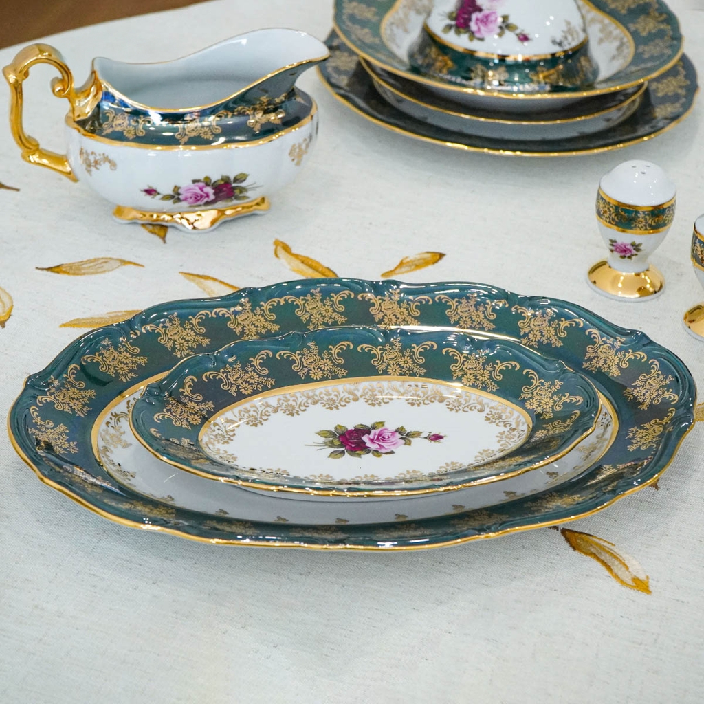 Bộ đồ ăn xanh hoa hồng ZL CE