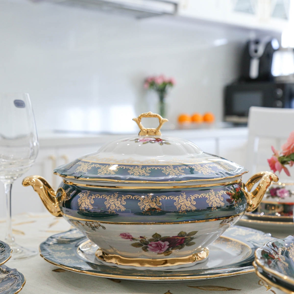 Bộ đồ ăn xanh hoa hồng ZL CE