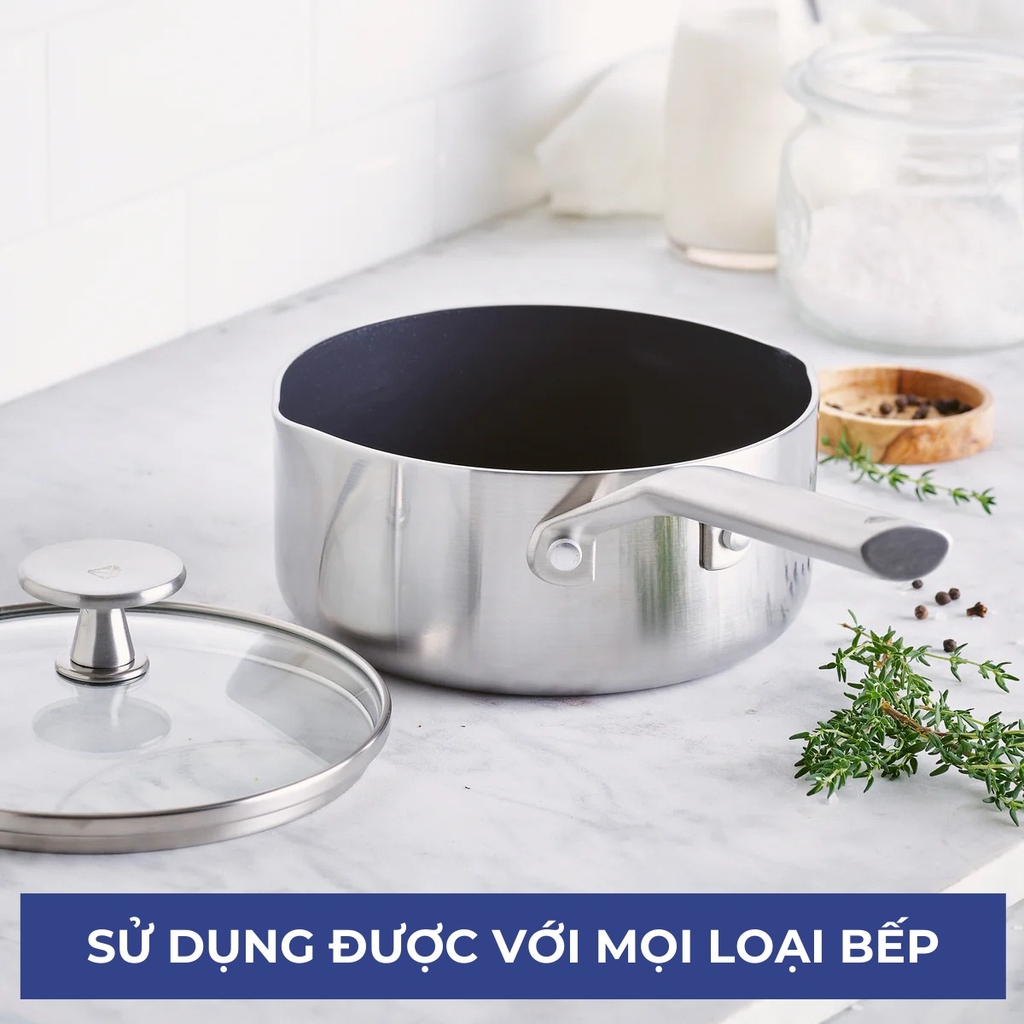 Quánh có miệng rót Blue Diamond 16cm nắp kính 4820-101