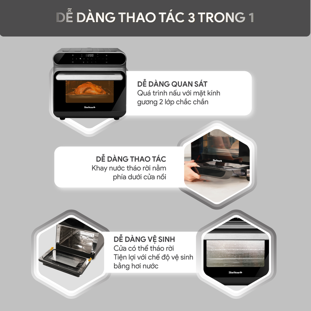 Nồi chiên không dầu hơi nước Bluetones AFB5895 - 24L