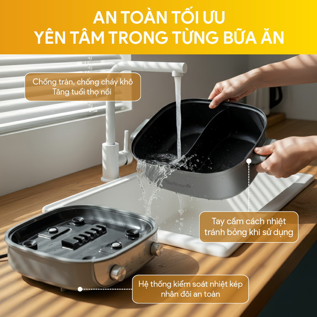 Nồi lẩu điện 2 ngăn đa năng Bluestone 5L MPB7257