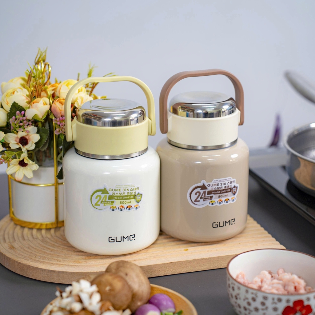 Bình ủ cháo giữ nhiệt inox 316 Gume F188 - 800ml