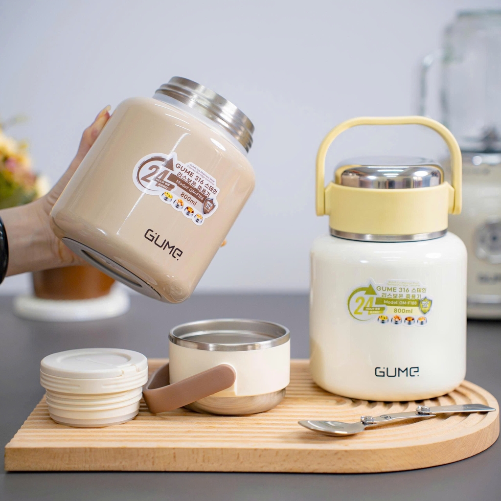 Bình ủ cháo giữ nhiệt inox 316 Gume F188 - 800ml
