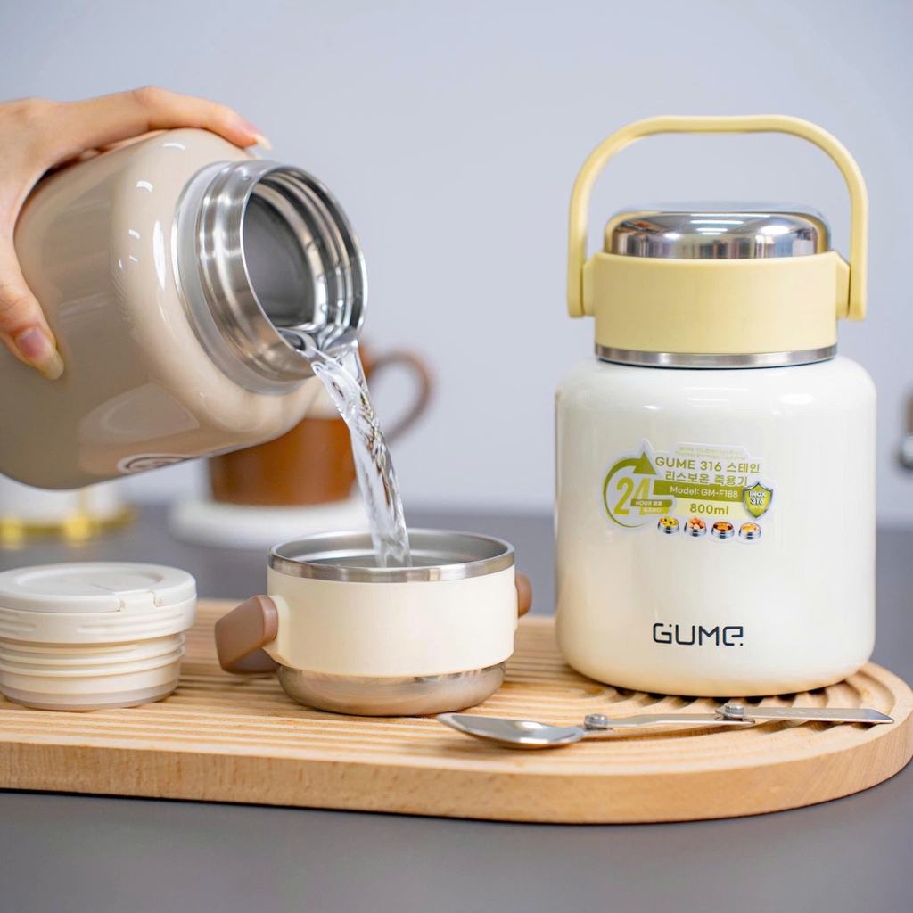 Bình ủ cháo giữ nhiệt inox 316 Gume F188 - 800ml