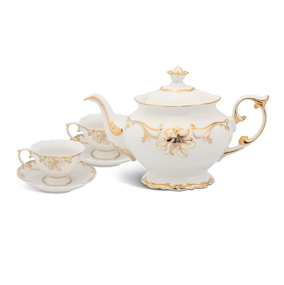 Bộ trà 0.8L đài các trang trí vàng