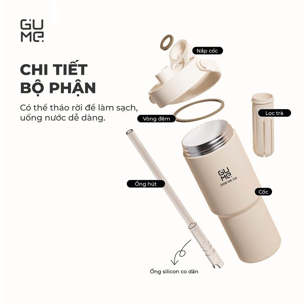 Bình giữ nhiệt inox 316 phủ gốm Gume 735ml