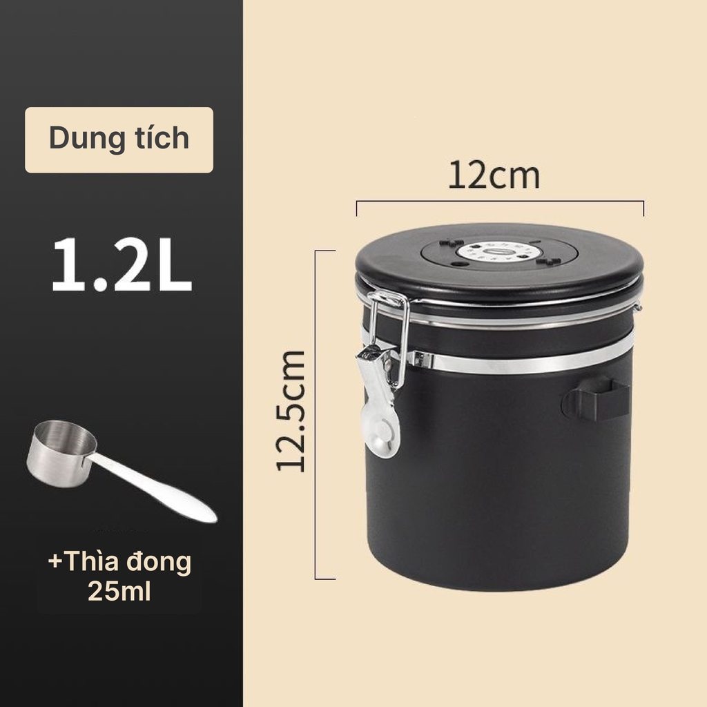 Hũ đựng TP thép không gỉ 304 đen