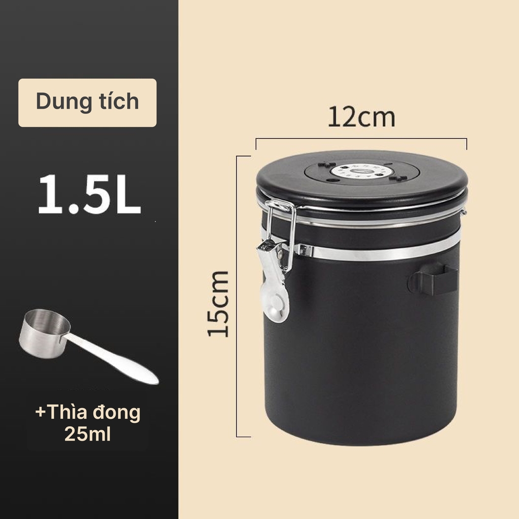 Hũ đựng TP thép không gỉ 304 đen