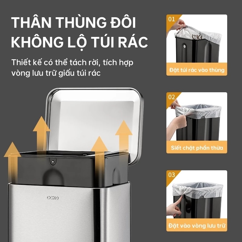 Thùng rác đạp chân inox CCKO 12L CK8860