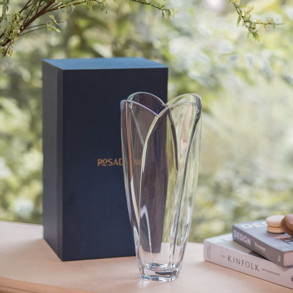 Lọ hoa pha lê bốn múi trơn 35.5cm Crystal Bohemia