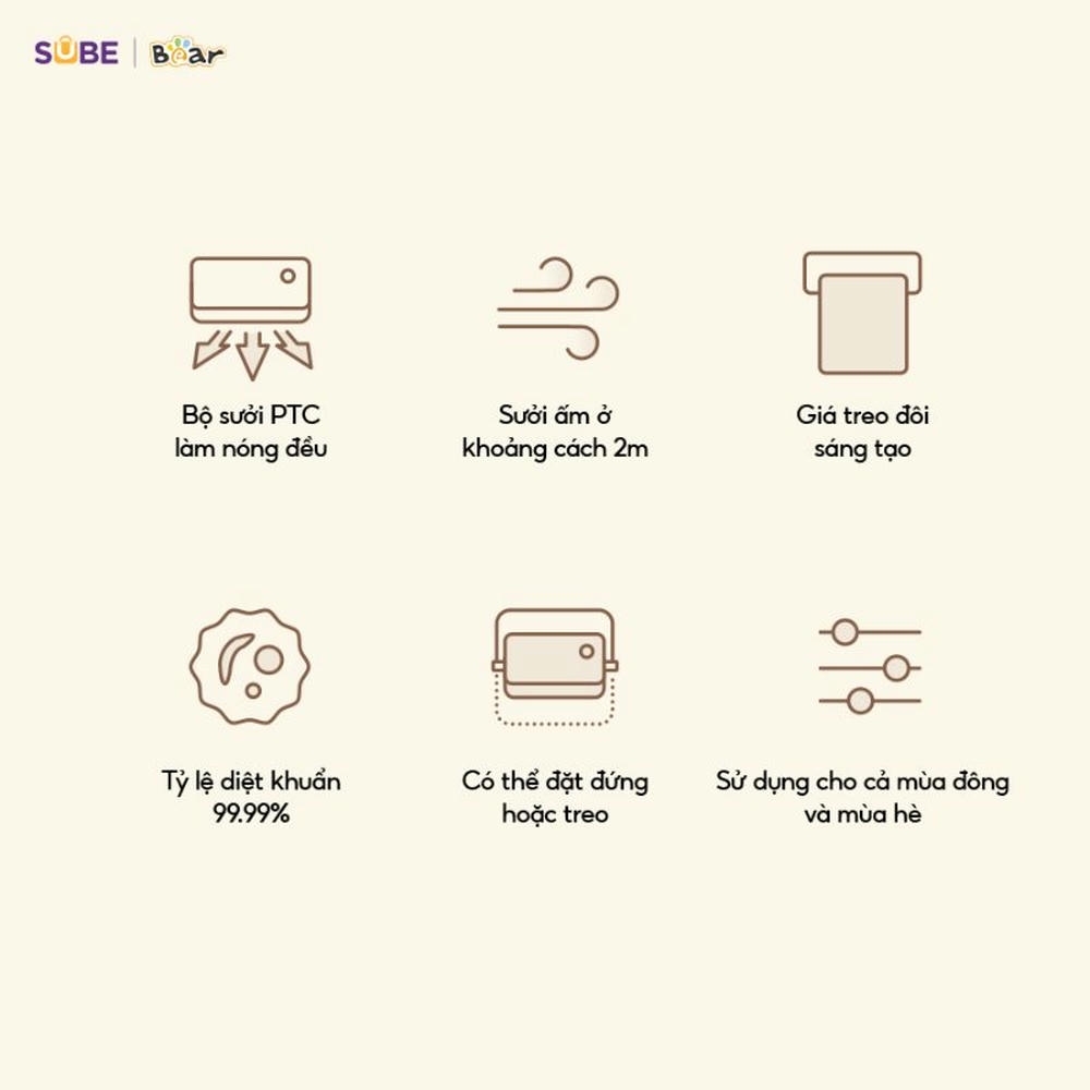 Máy sưởi Bear SH-4H20X Kem