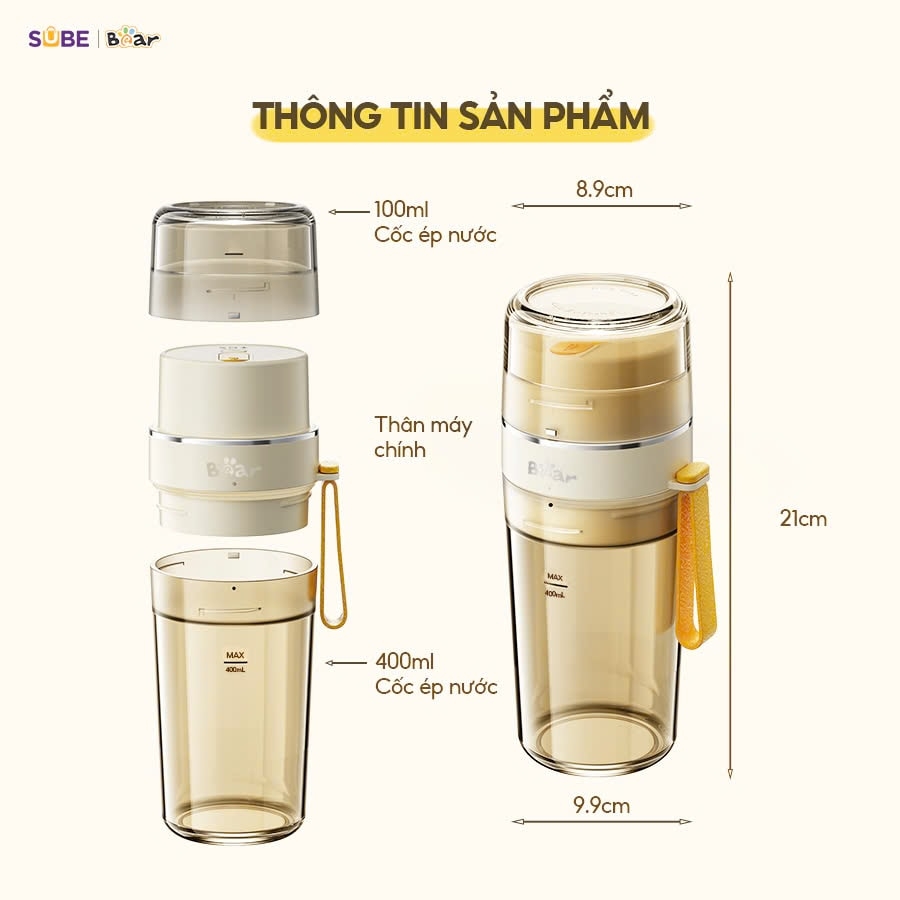 Máy xay sinh tố cầm tay Bear SB-MX04K