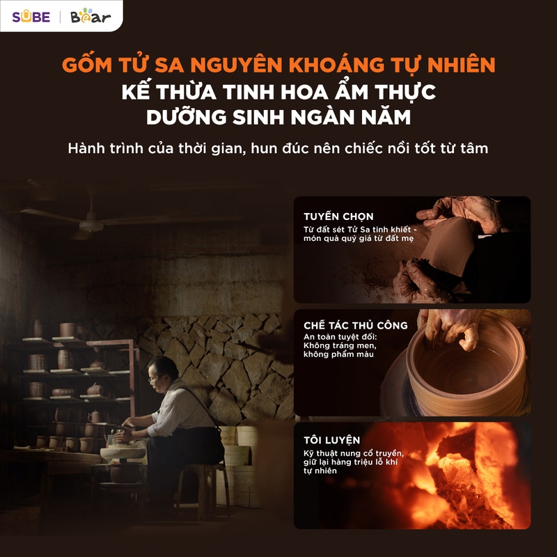 Nồi nấu chậm tử sa 3L Bear ESP-305LP