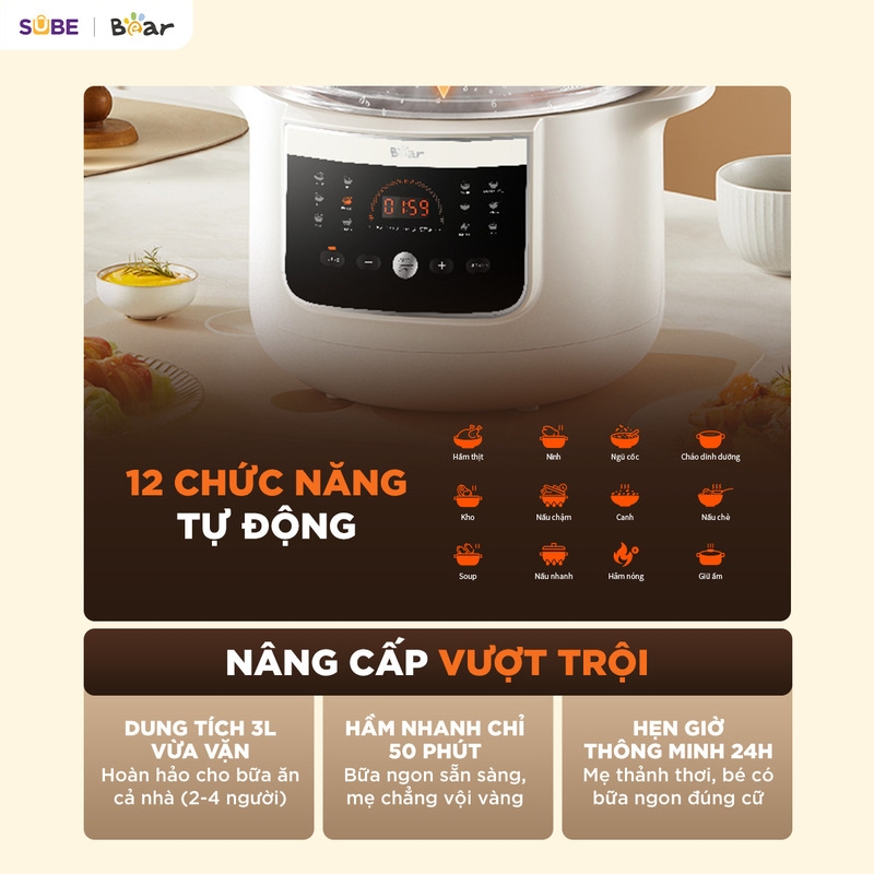Nồi nấu chậm tử sa 3L Bear ESP-305LP
