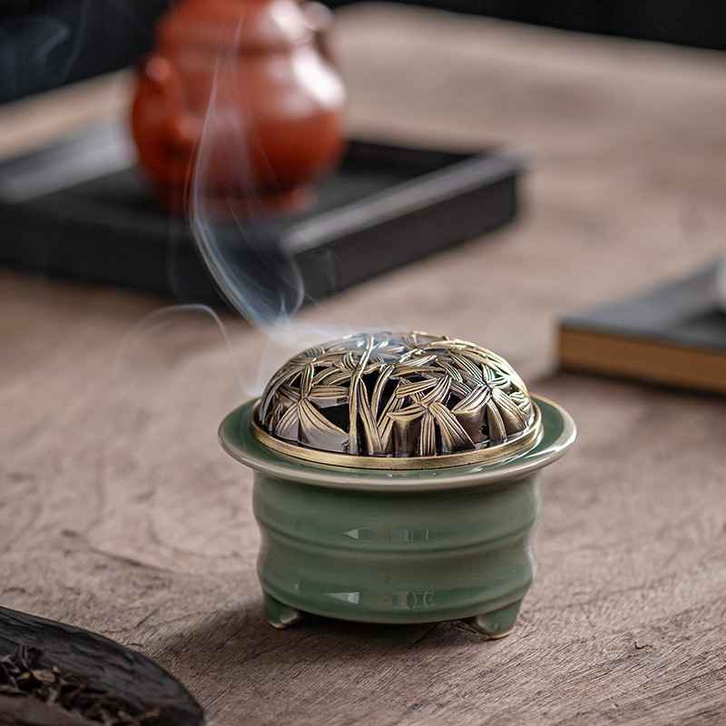 Lư trầm hương lá tre L0930