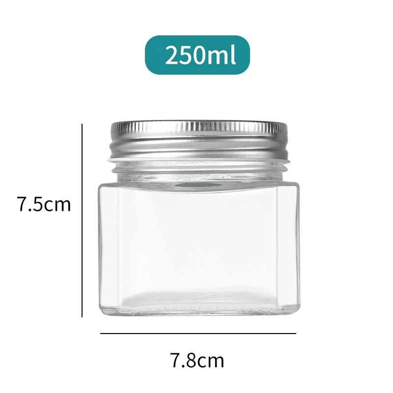 Lọ thủy tinh dáng vuông nắp kim loại Echo