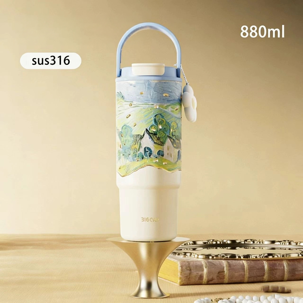 Bình giữ nhiệt Bigcar inox 316 phủ gốm 880ml