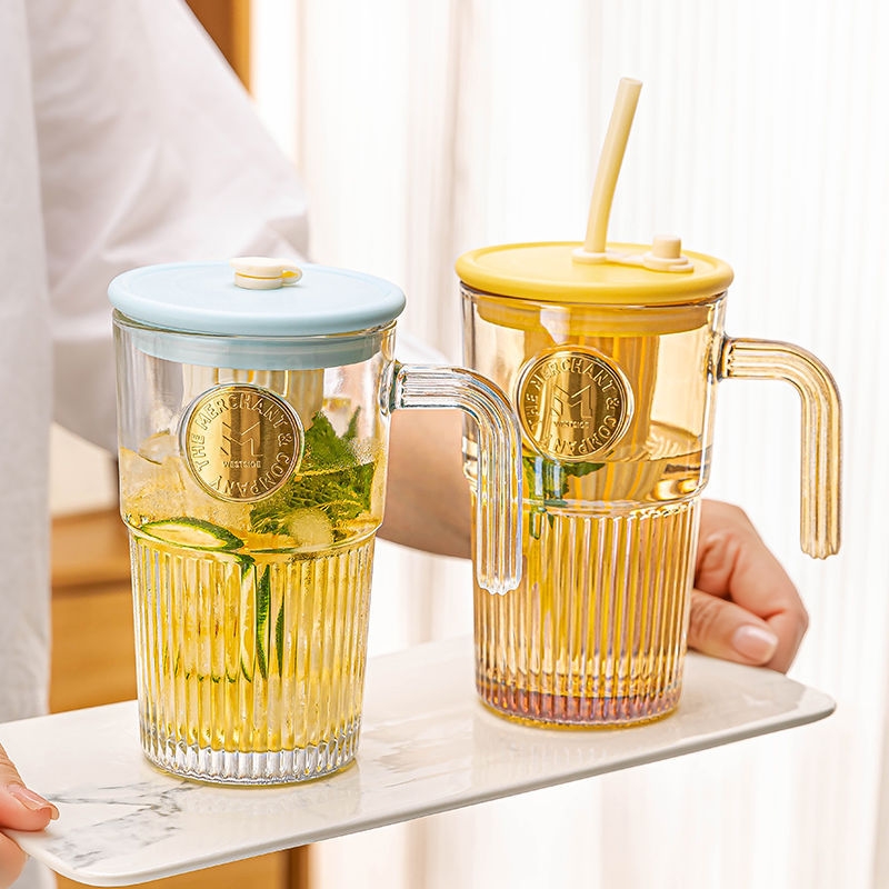 Cốc thuỷ tinh có ống hút 530ml