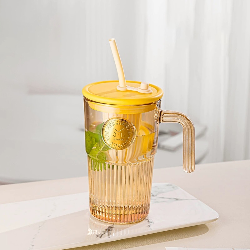 Cốc thuỷ tinh có ống hút 530ml