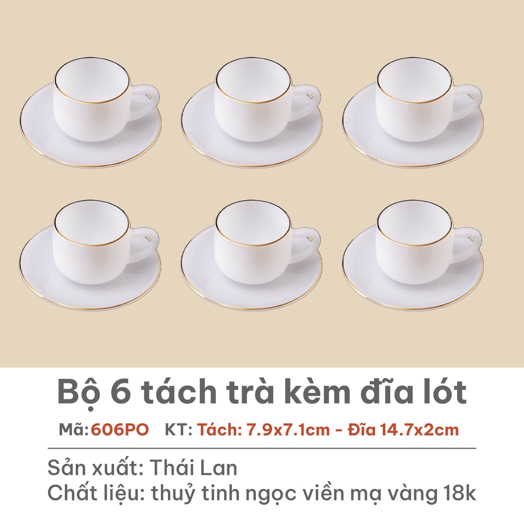 Bộ trà 12 chi tiết Opal Trắng - 606PO