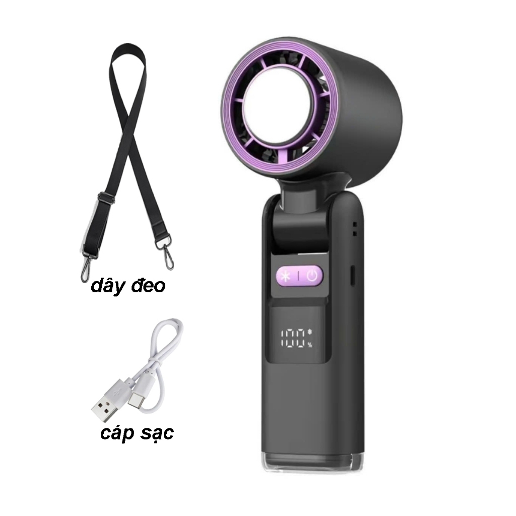 Quạt cầm tay sò lạnh có đèn K801