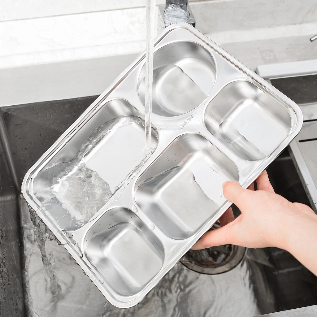 Khay cơm inox giữ nhiệt 5 ngăn