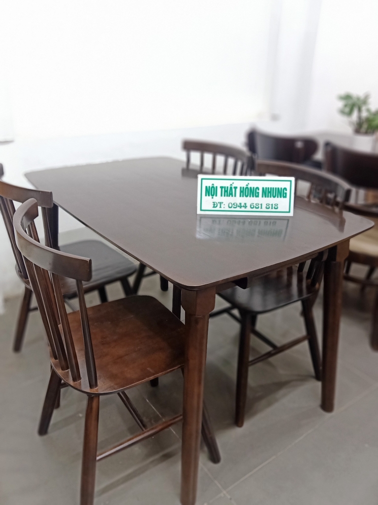 Bộ bàn ghế ăn gỗ cao su ( bộ 4 ghế tựa nan) giá rẻ tại Lào Cai ...