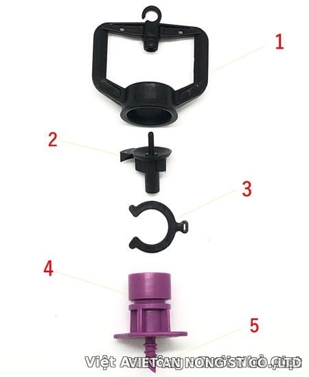 Béc tưới không bù áp chỉnh bán kính AQ206HT tím