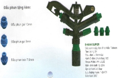 Béc tưới BB 9044 Super cánh đập 4 tia RT34