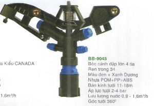 Béc tưới BB 9045 cánh đập 4 tia RT34