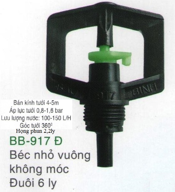 Béc tưới nhỏ 917 Đ 6ly không móc treo