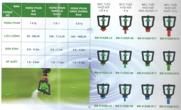 Béc phun sương đĩa xoay BB-915