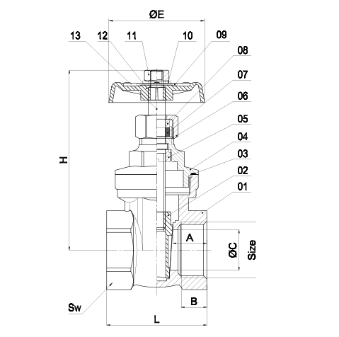 Van cửa đồng Shin Yi