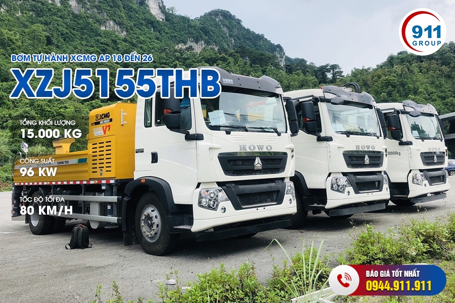 Bơm Tự hành XCMG Ap 18 đến 26 - Xe cơ sở Howo 2 chân