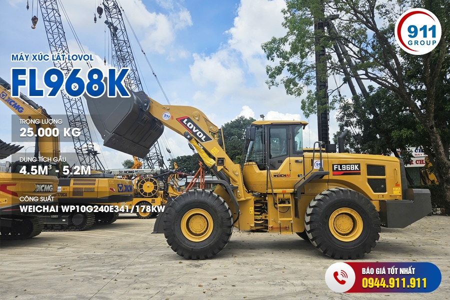 Máy Xúc Lật Lovol gầu 4.5m³ -5.2m³ - Model FL968K | 911 Group
