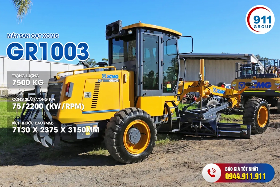 Máy san gạt XCMG tải trọng 7,5 Tấn. Model: GR1003
