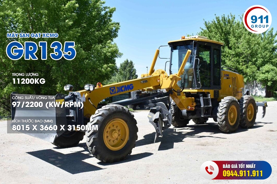 Máy san gạt XCMG tải trọng 11,2 Tấn. Model: GR135