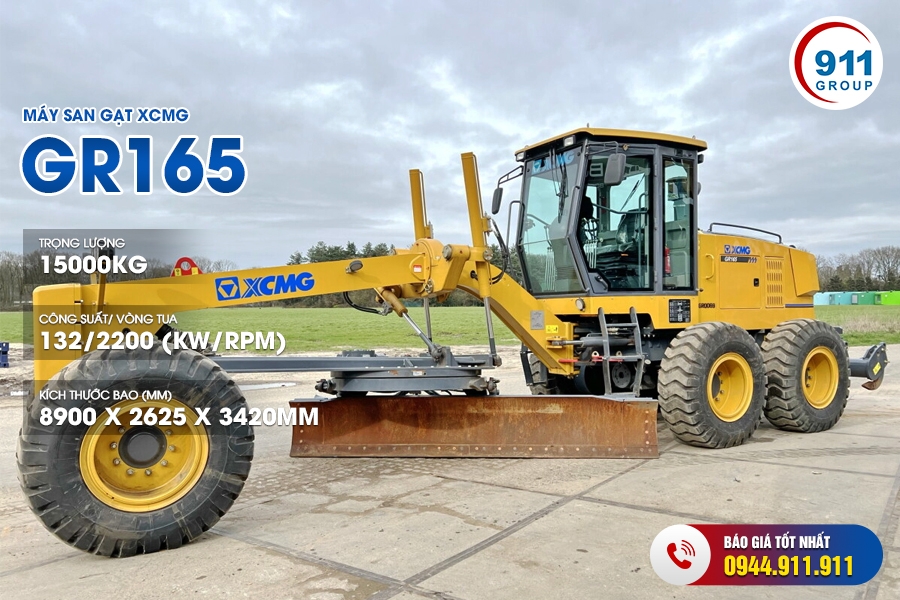 Máy san gạt XCMG tải trọng 15 Tấn. Model: GR165
