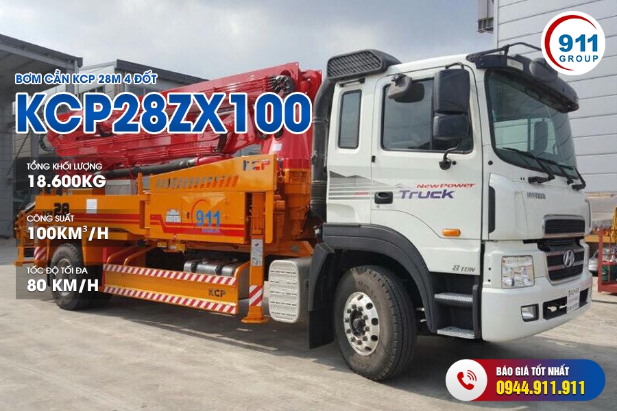 Bơm cần KCP 28M 4 đốt - KCP28ZX100 xe cơ sở Hyundai