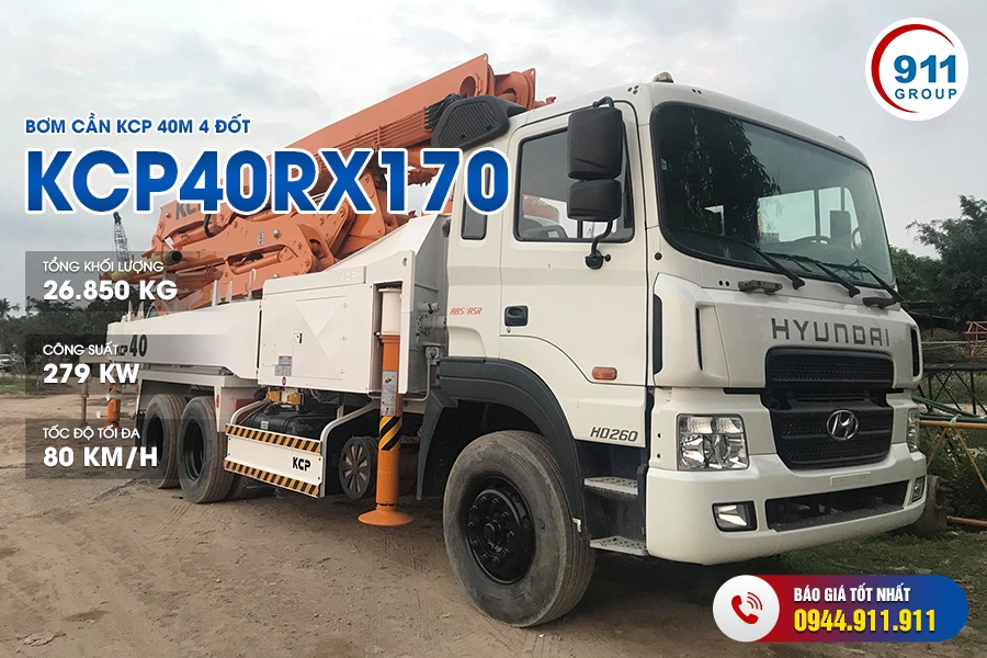 Bơm cần KCP 40M 4 đốt - KCP40RX170 xe cơ sở Hyundai HD260